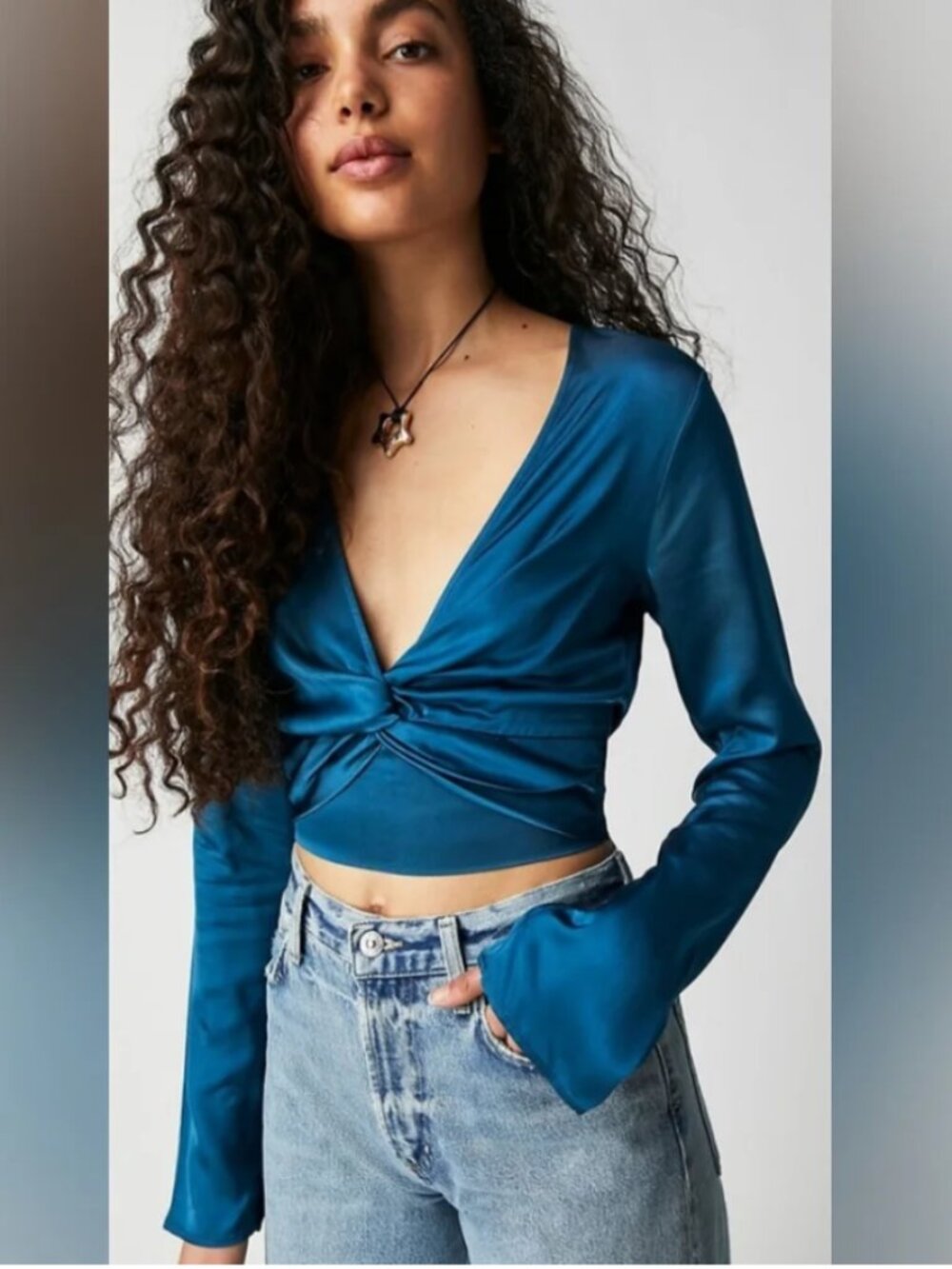 NWT Free People Miraya Top in Corsair Blue Size Medium